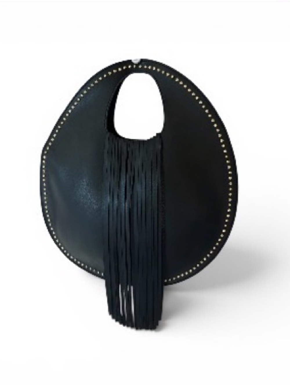 Black Fringe Round Tote Bag - Women